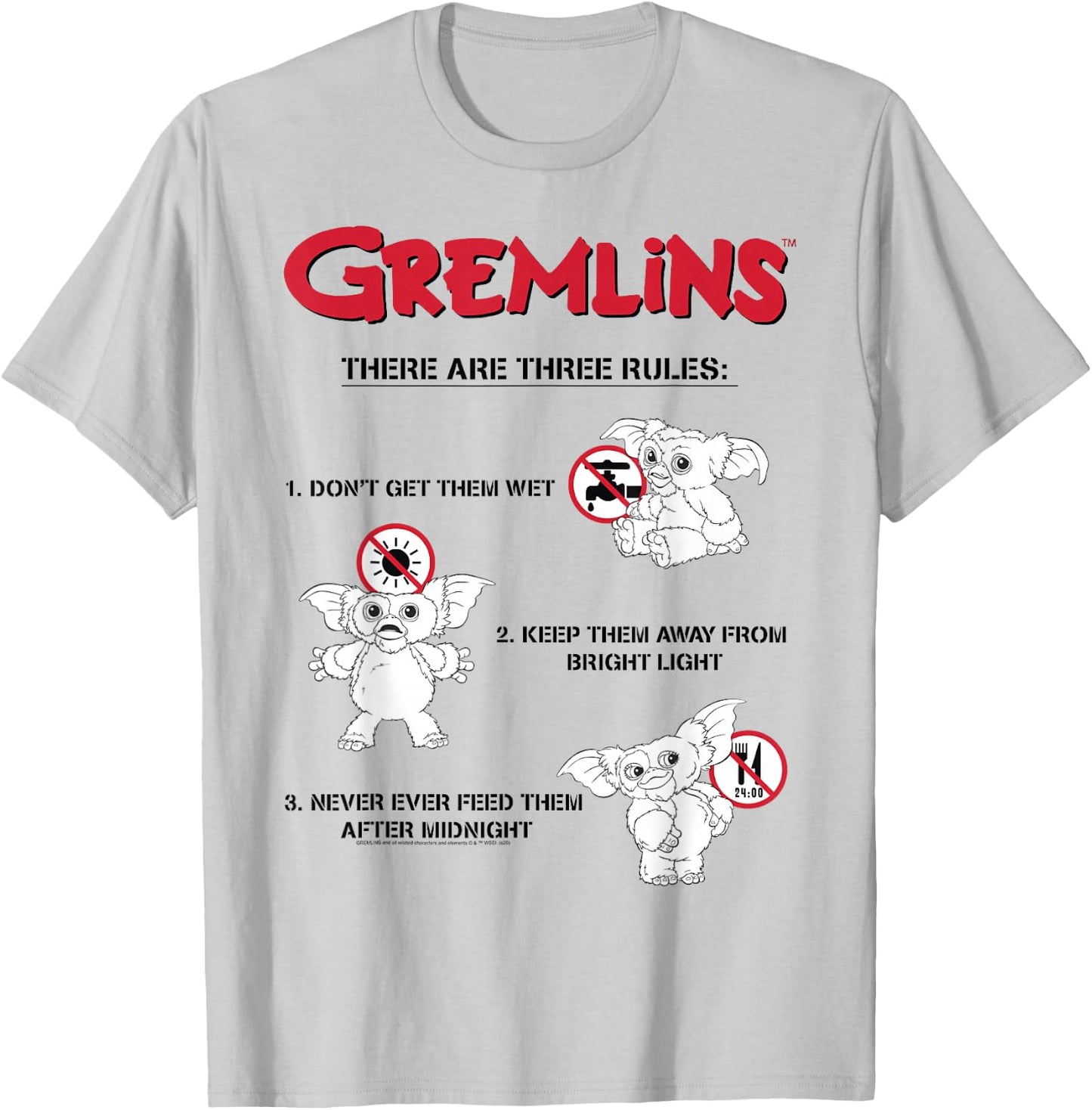 Gremlins There Are Three Rules T-Shirt - T-Shirt | Ash