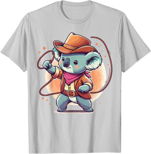 Western Rodeo Cowboy Hat Koala Texas Animals T-Shirt - T-Shirt | Ash