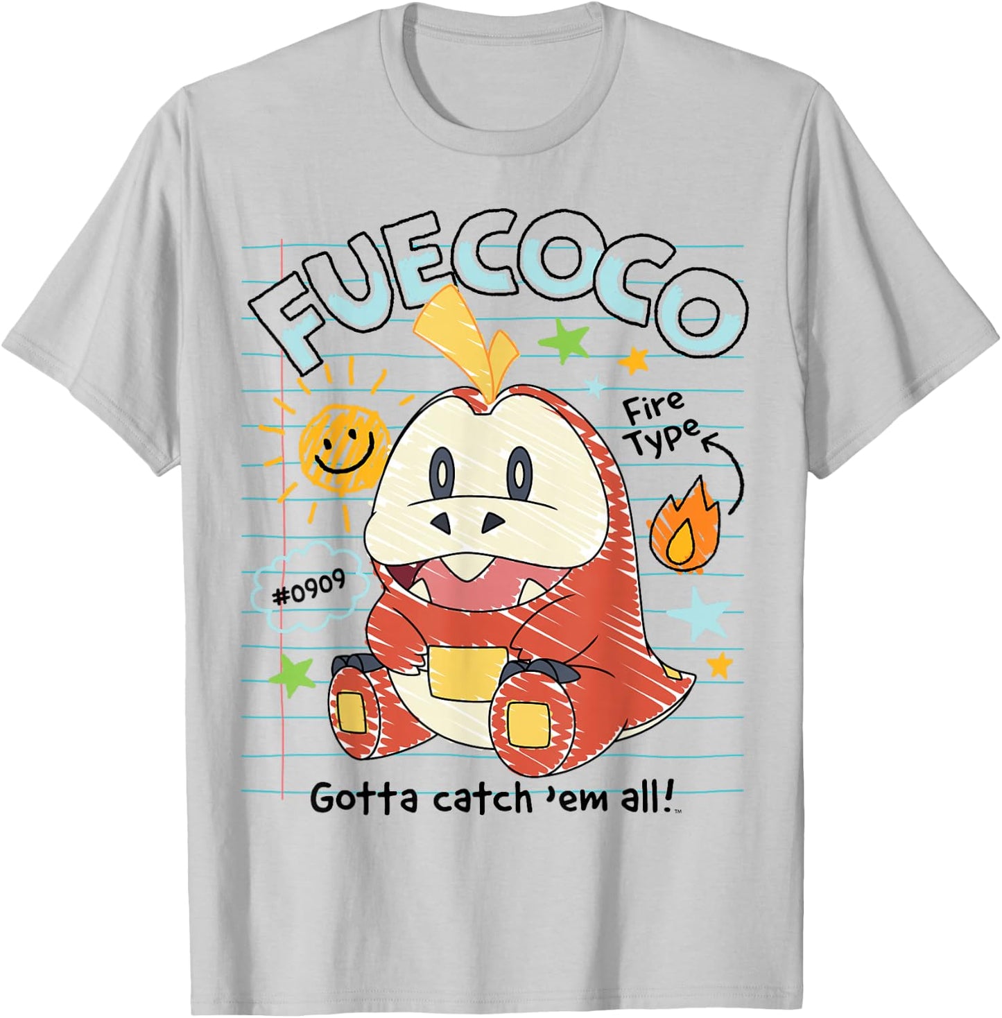 Pokémon - Fuecoco Gotta Catch 'Em All Fire Type #0909 T-Shirt - T-Shirt | Ash
