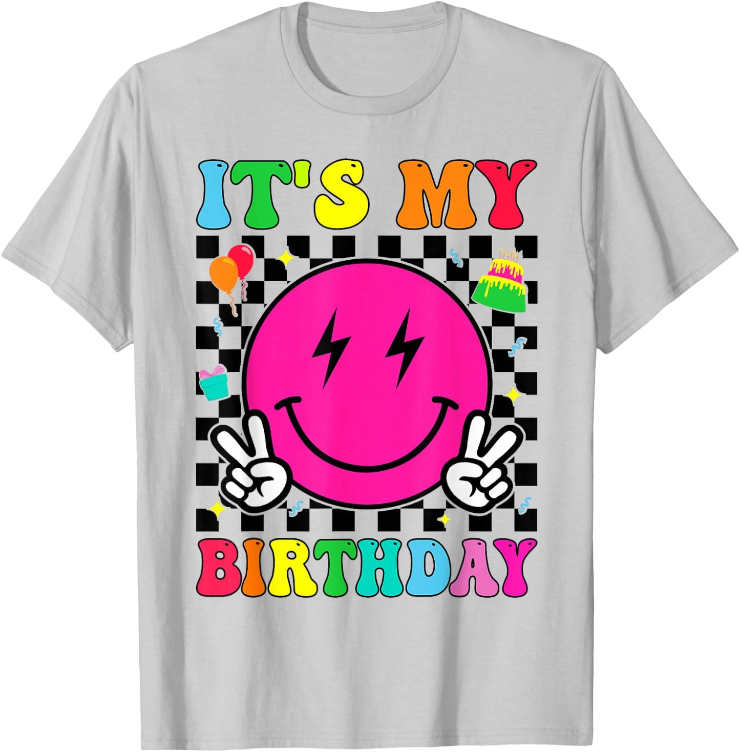 Retro Groovy It's My Birthday Men Women Boys Girls Kid Bday T-Shirt - T-Shirt | Ash