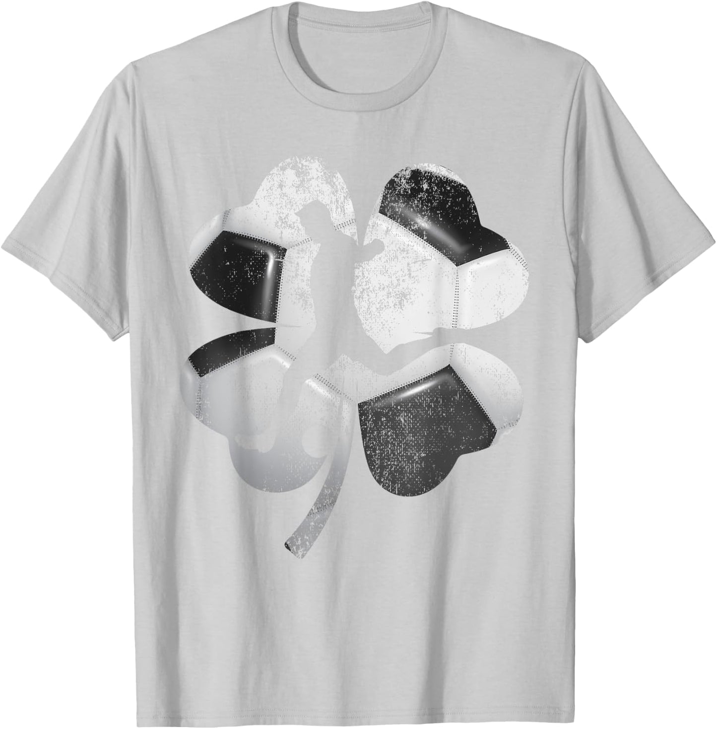Soccer Player Silhouette & Shamrocks Saint Patricks Day Boy T-Shirt - T-Shirt | Ash