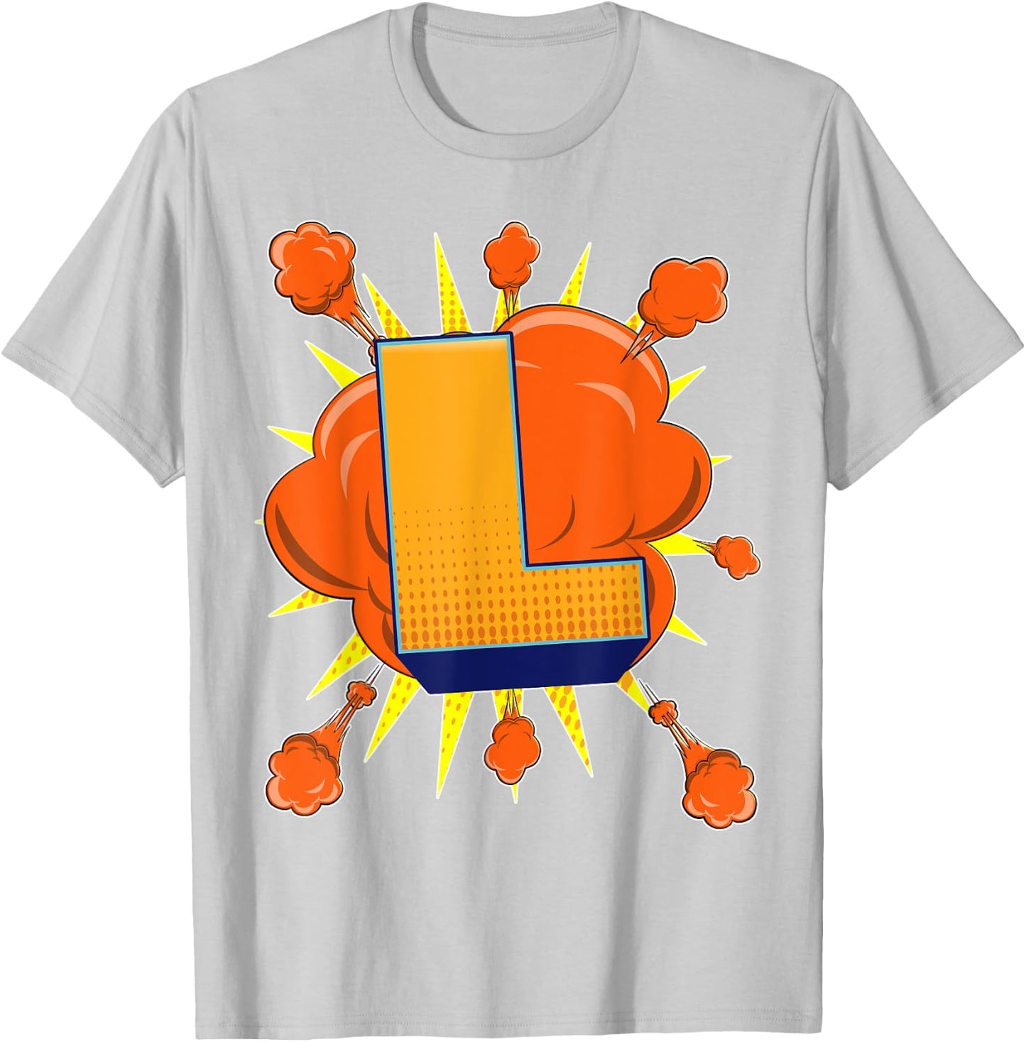 Letter L Initial Comic Book Vintage Matching Family Fun Gift T-Shirt - T-Shirt | Ash