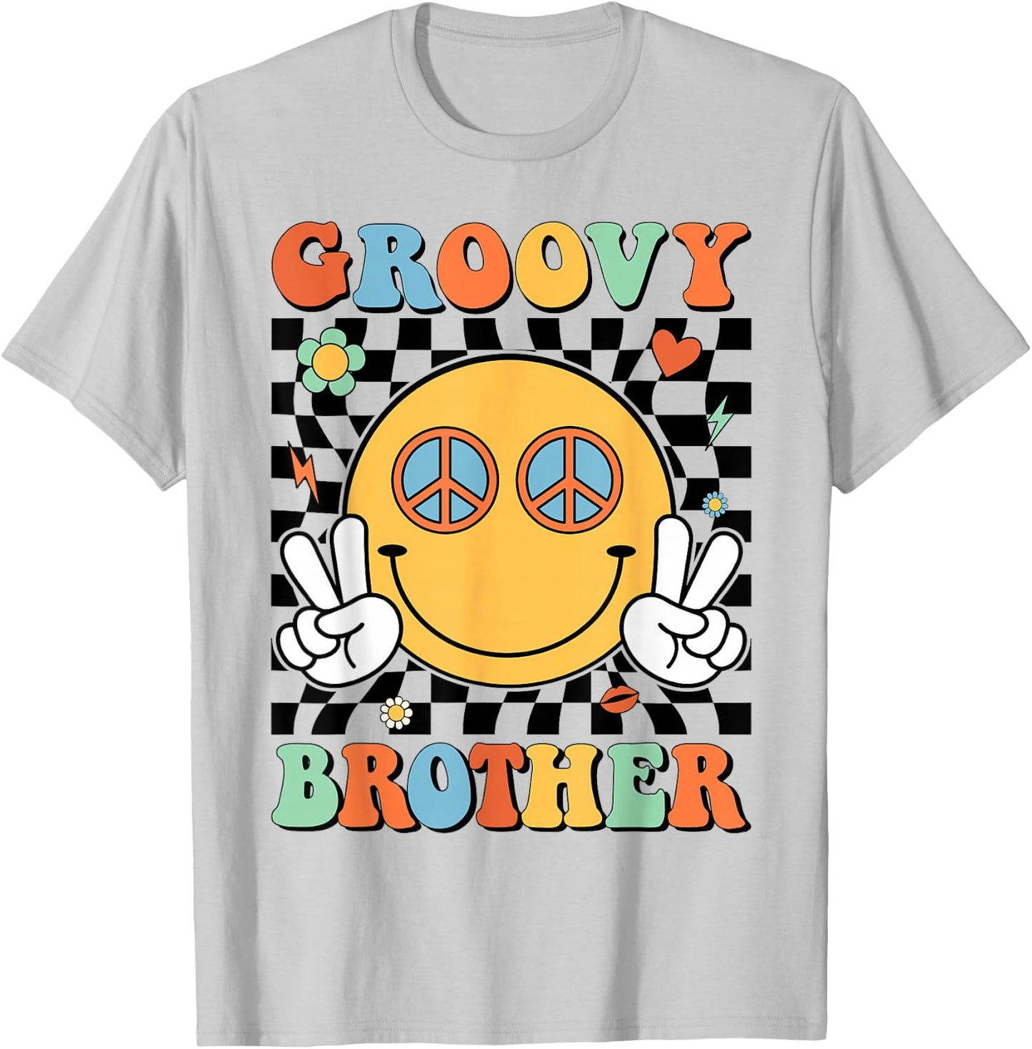 Groovy Brother Matching Family 70s 80s Retro Hippie Costume T-Shirt - T-Shirt | Ash