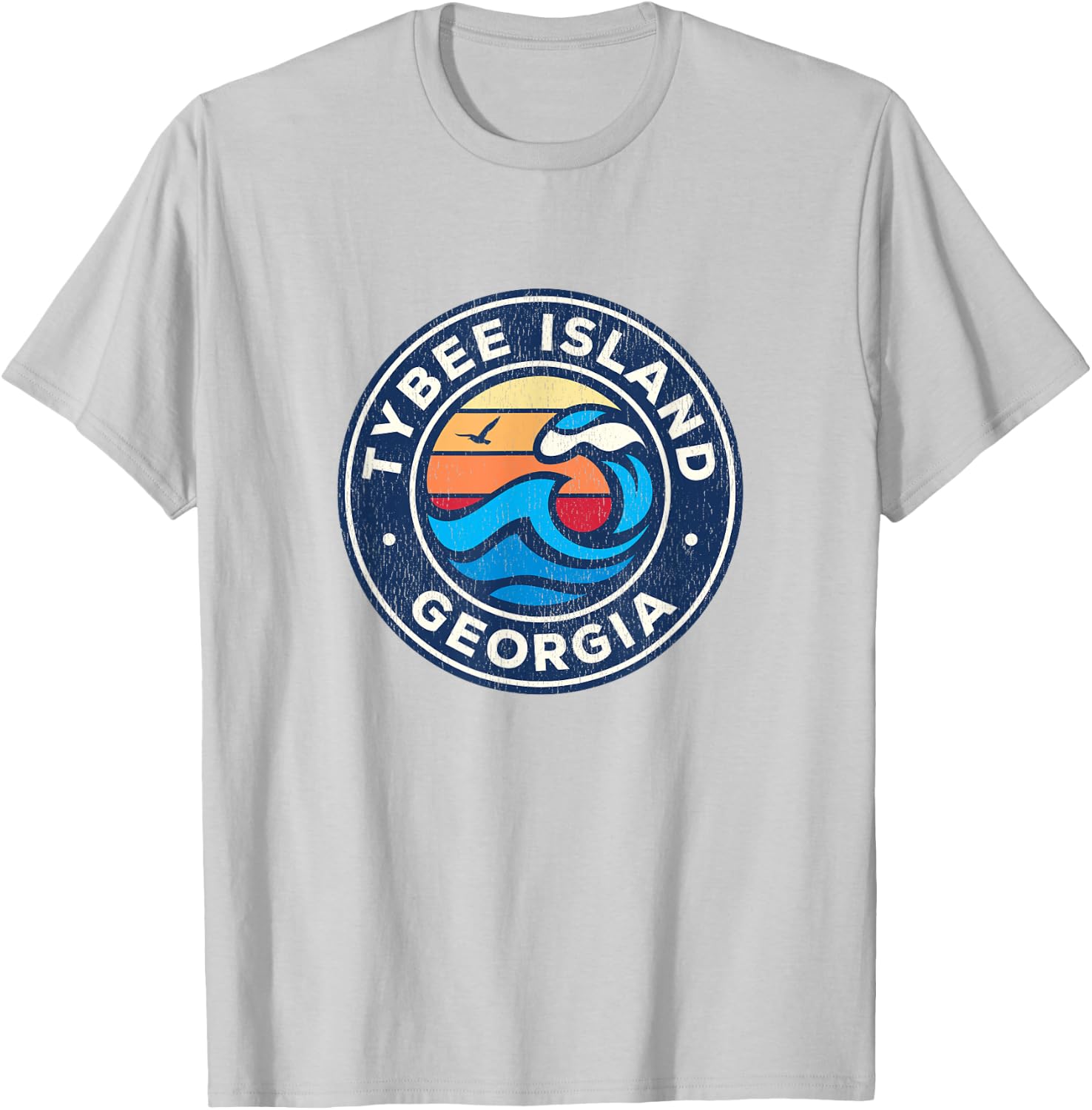 Tybee Island Georgia GA Vintage Nautical Waves Design T-Shirt - T-Shirt | Ash