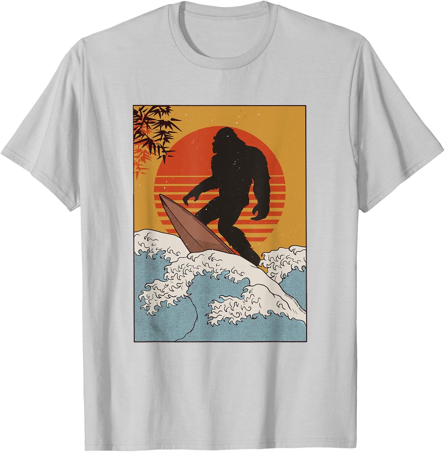 Japanese Vintage Kanagawa Art Great Wave - Surfing Bigfoot T-Shirt - T-Shirt | Ash