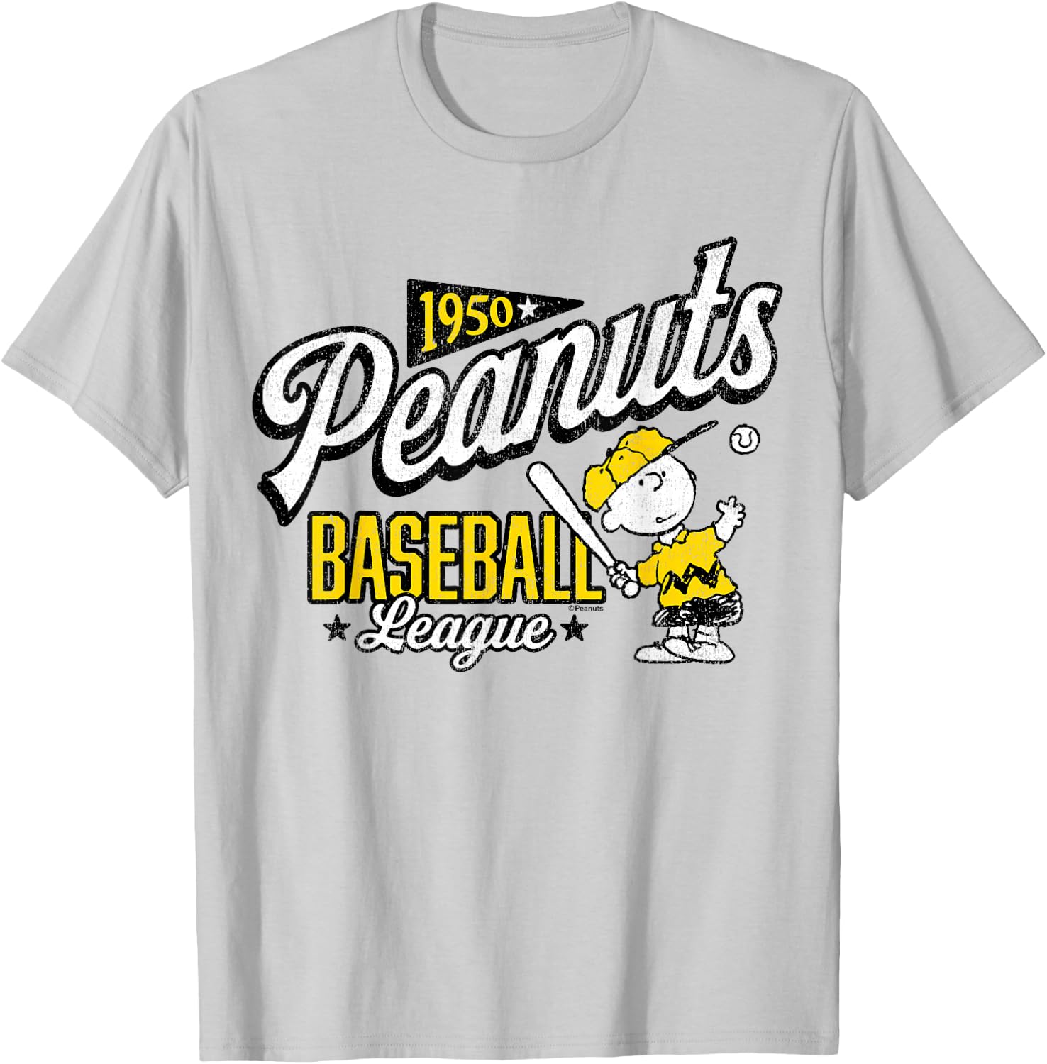 Peanuts - Charlie Brown Baseball League 1950 T-Shirt - T-Shirt | Ash
