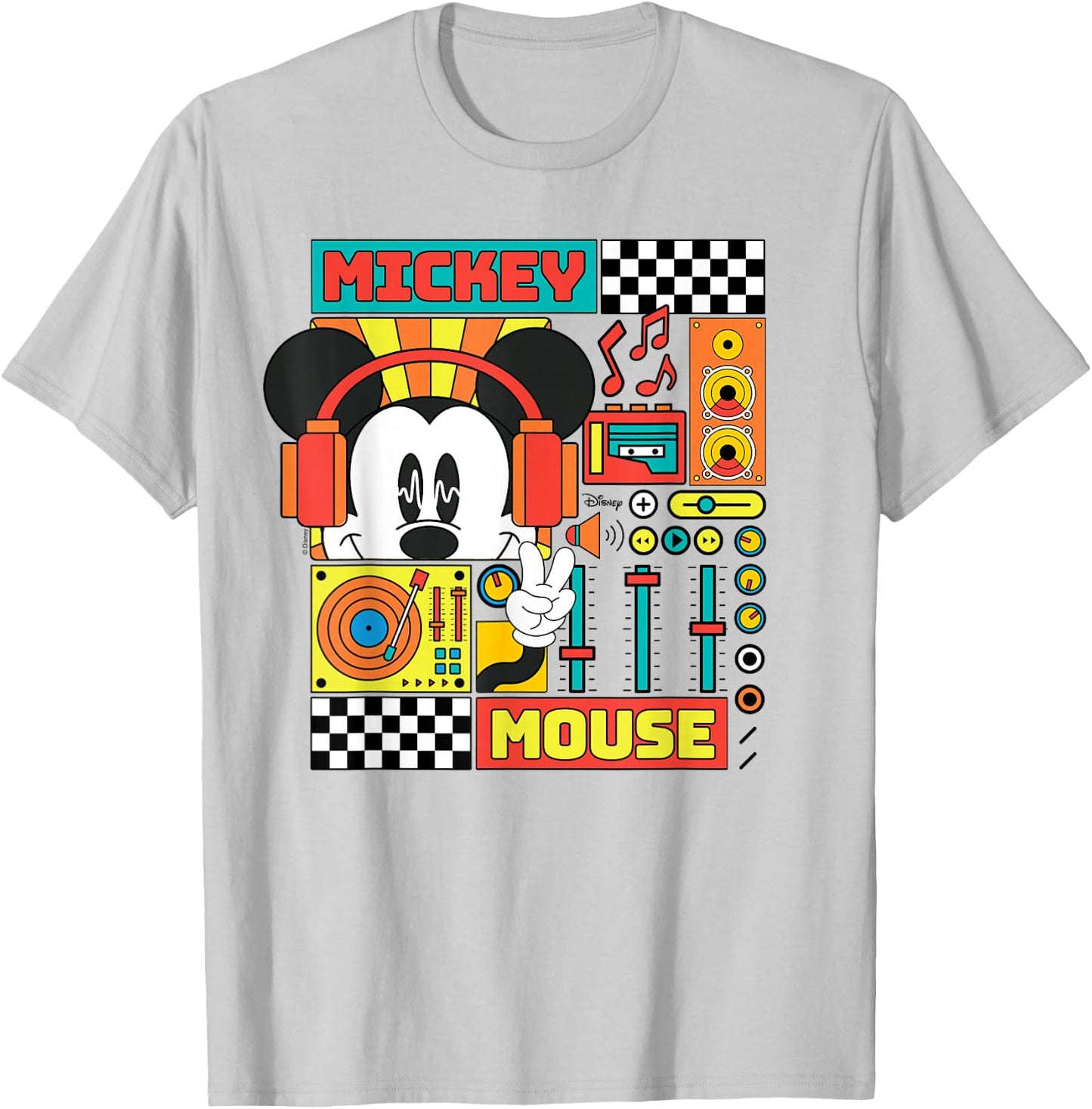 Mickey Mouse - Rhythm Waves Music DJ T-Shirt - T-Shirt | Ash