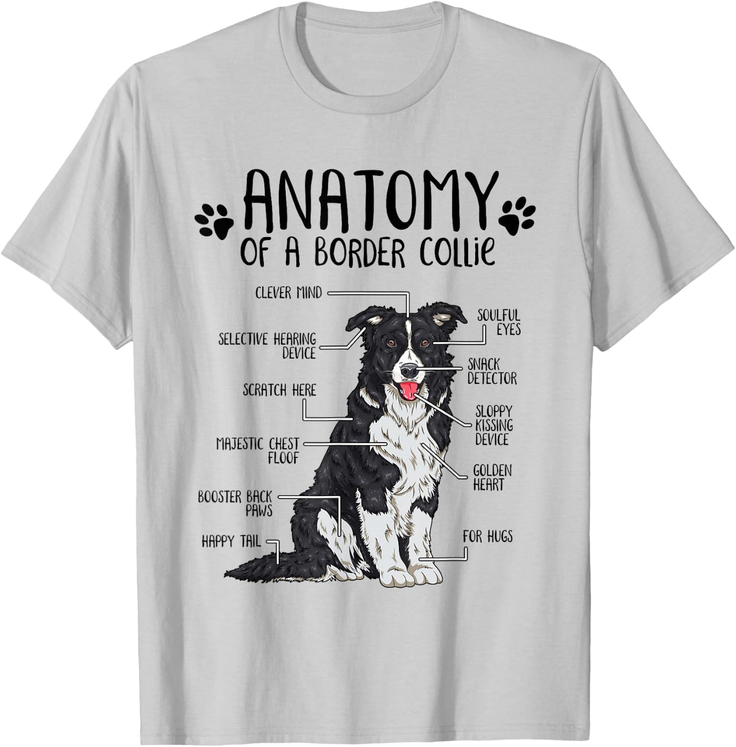 Funny Anatomy Border Collie Dog Lover Border Collie Owner T-Shirt - T-Shirt | Ash