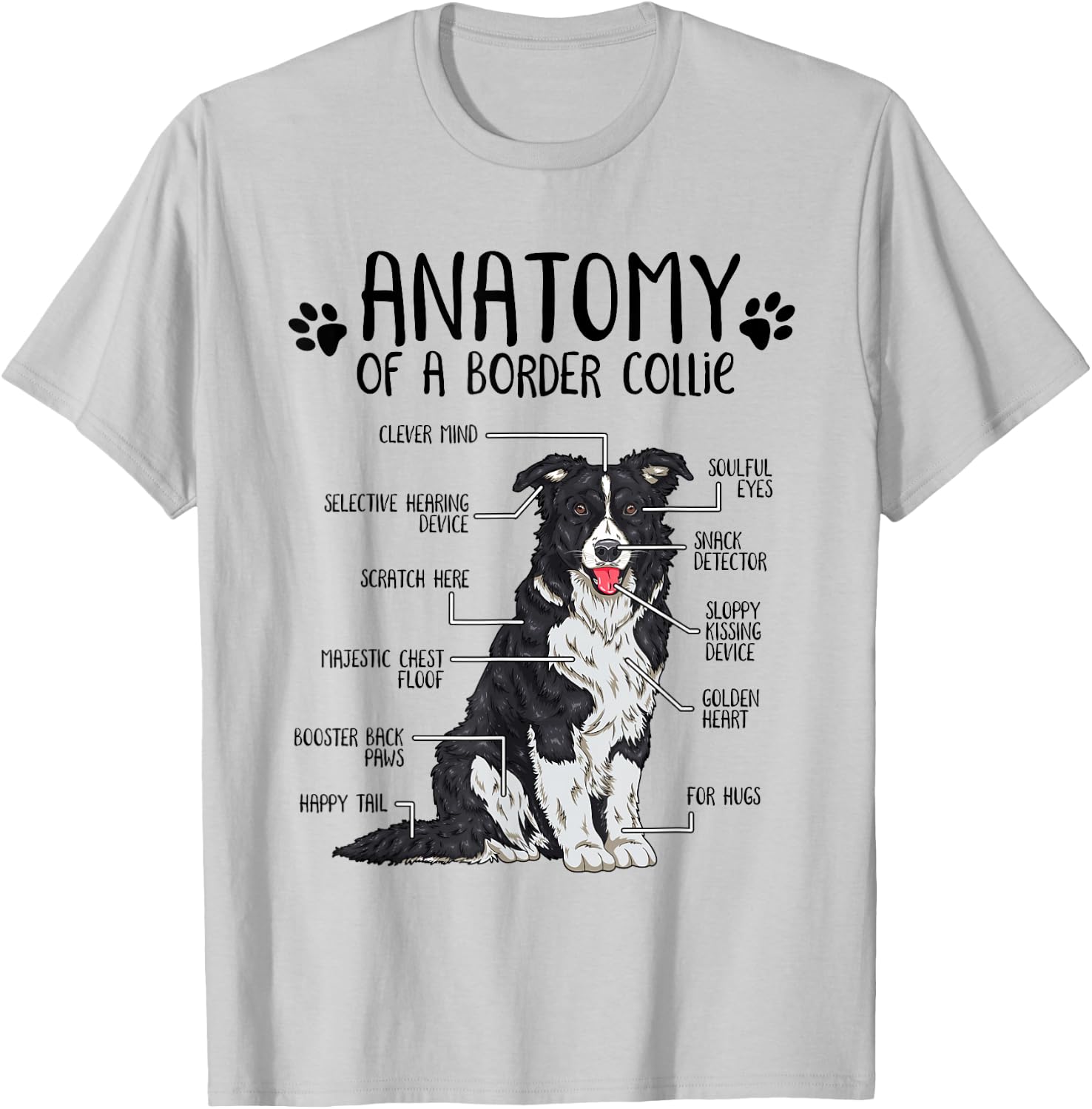 Funny Anatomy Border Collie Dog Lover Border Collie Owner T-Shirt - T-Shirt | Ash