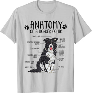 Funny Anatomy Border Collie Dog Lover Border Collie Owner T-Shirt - T-Shirt | Ash