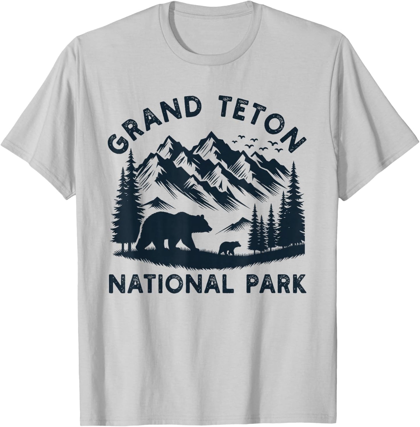 Grand Teton National Park Wyoming Bear Hiking Mountain T-Shirt - T-Shirt | Ash