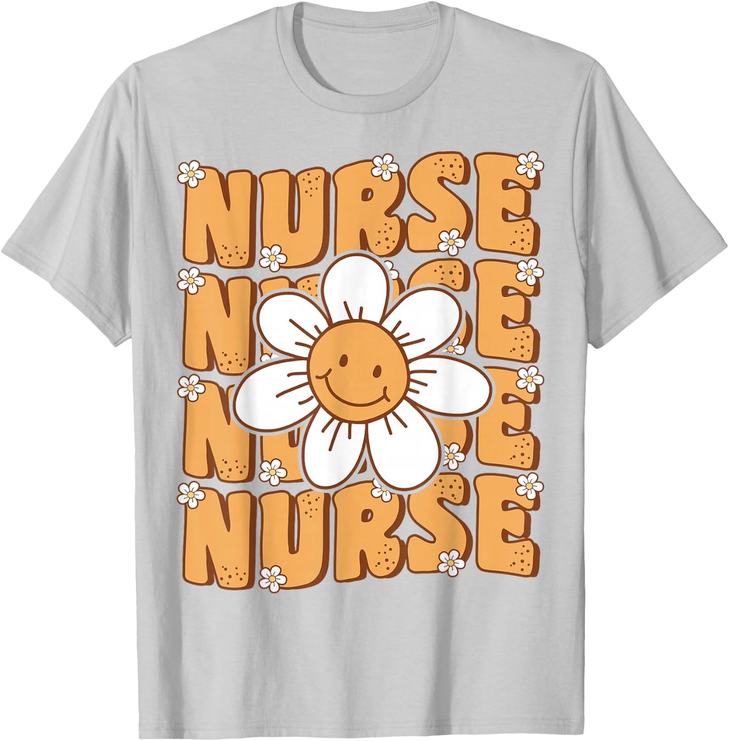 Groovy Nurse Cute Daisy Flower Retro School Nurse ICU CNA RN T-Shirt - T-Shirt | Ash