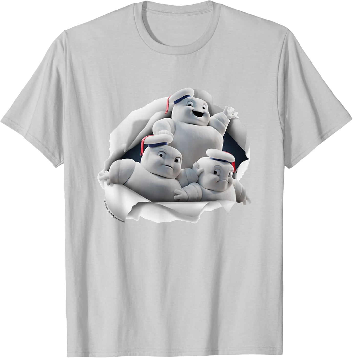 Ghostbusters Mini Pufts Breaking Through Chest Big Poster T-Shirt - T-Shirt | Ash