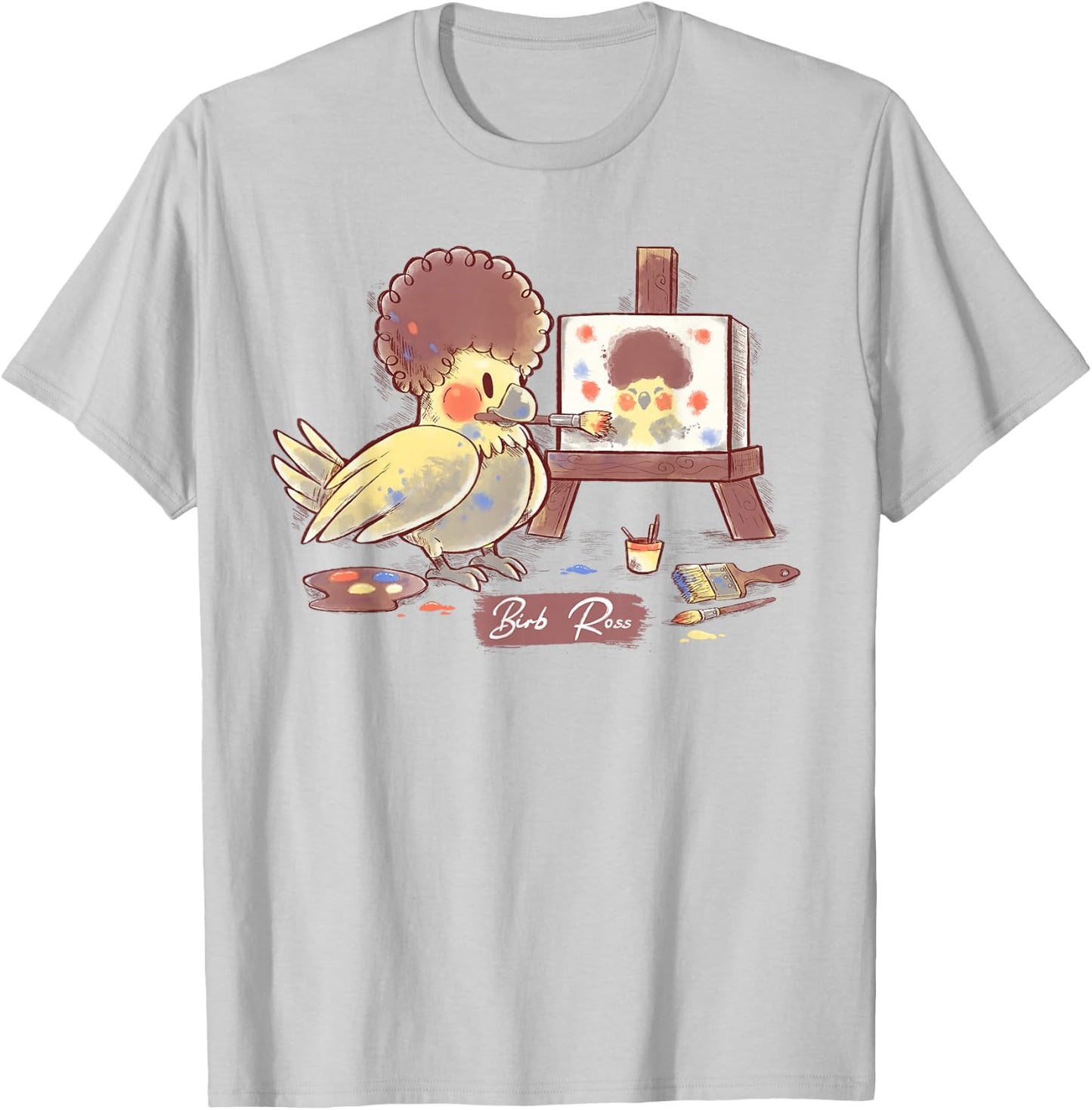 Birb Ross Meme - Yellow Cockatiel Artist Bird T-Shirt - T-Shirt | Ash