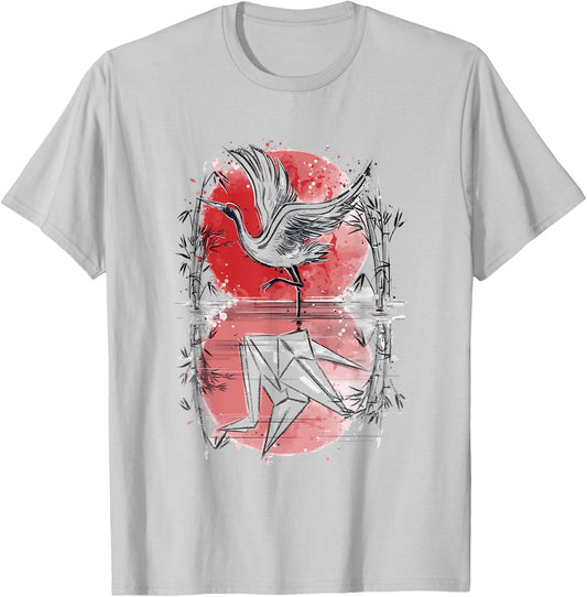 Peace Origami Crane Japanese crane flying T-Shirt - T-Shirt | Ash