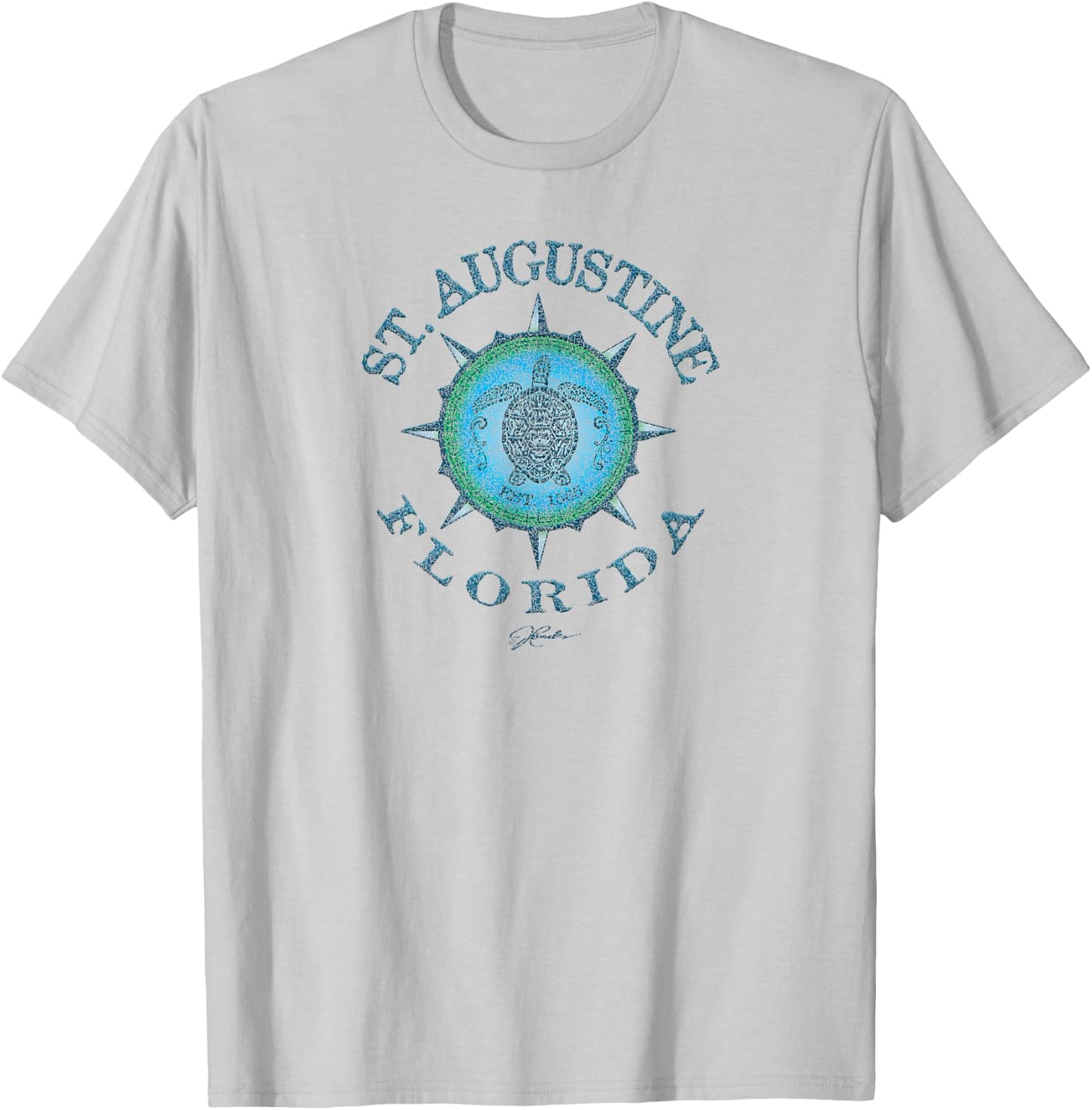 JCombs: St. Augustine, FL, Sea Turtle on Windrose T-Shirt - T-Shirt | Ash