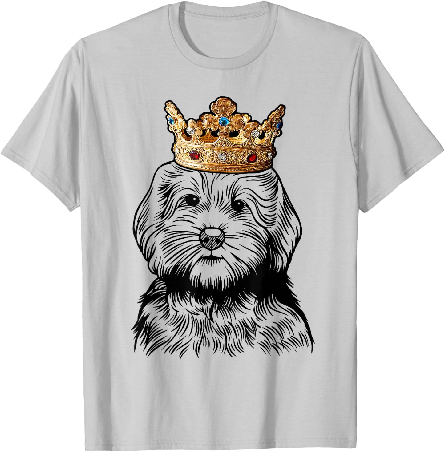 Goldendoodle Dog Wearing Crown T-Shirt - T-Shirt | Ash