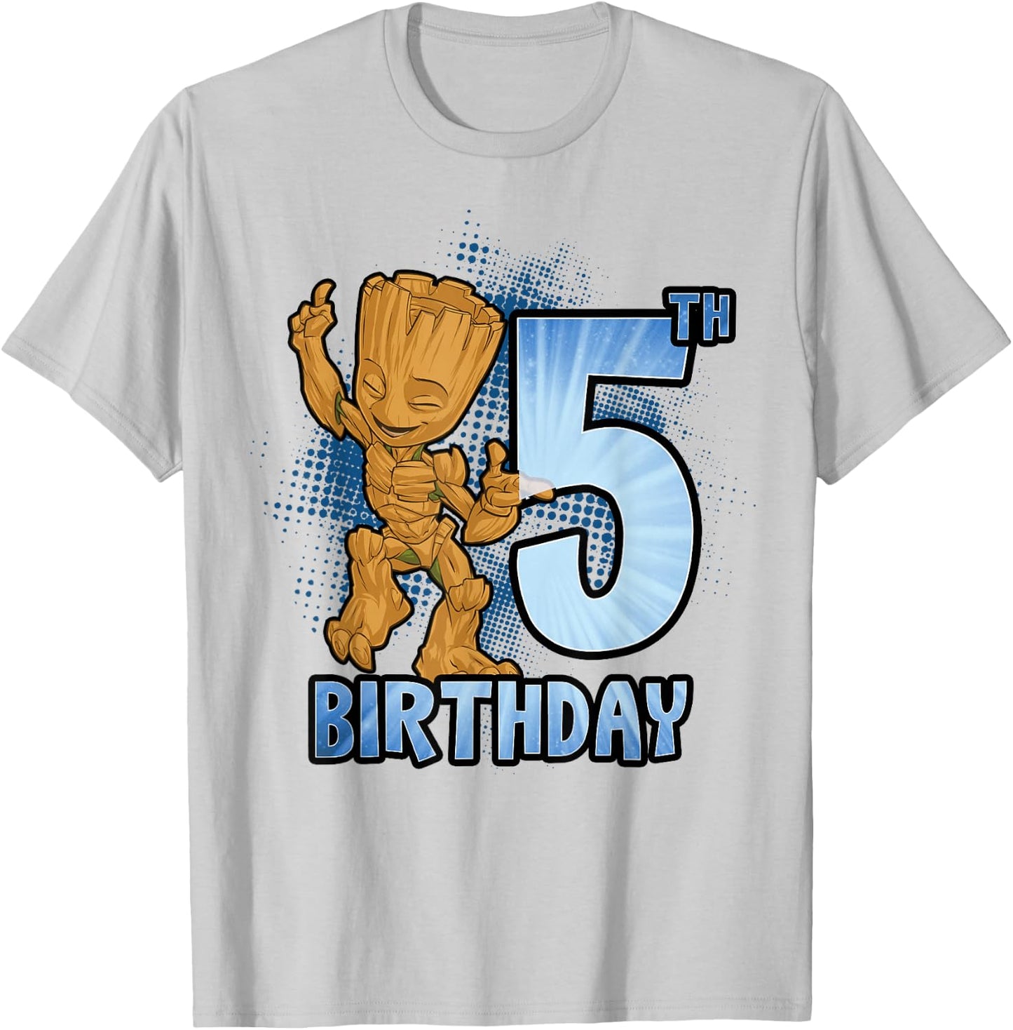 Marvel Guardians of The Galaxy Baby Groot 5th Birthday T-Shirt - T-Shirt | Ash