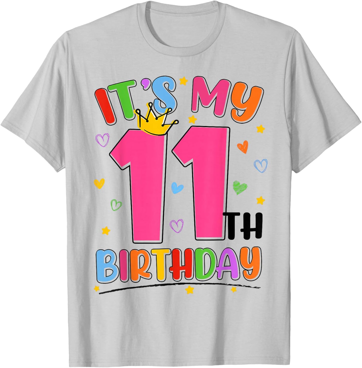 It's My 11th Birthday Party Teens Girls 11 Year Old Bday T-Shirt - T-Shirt | Ash