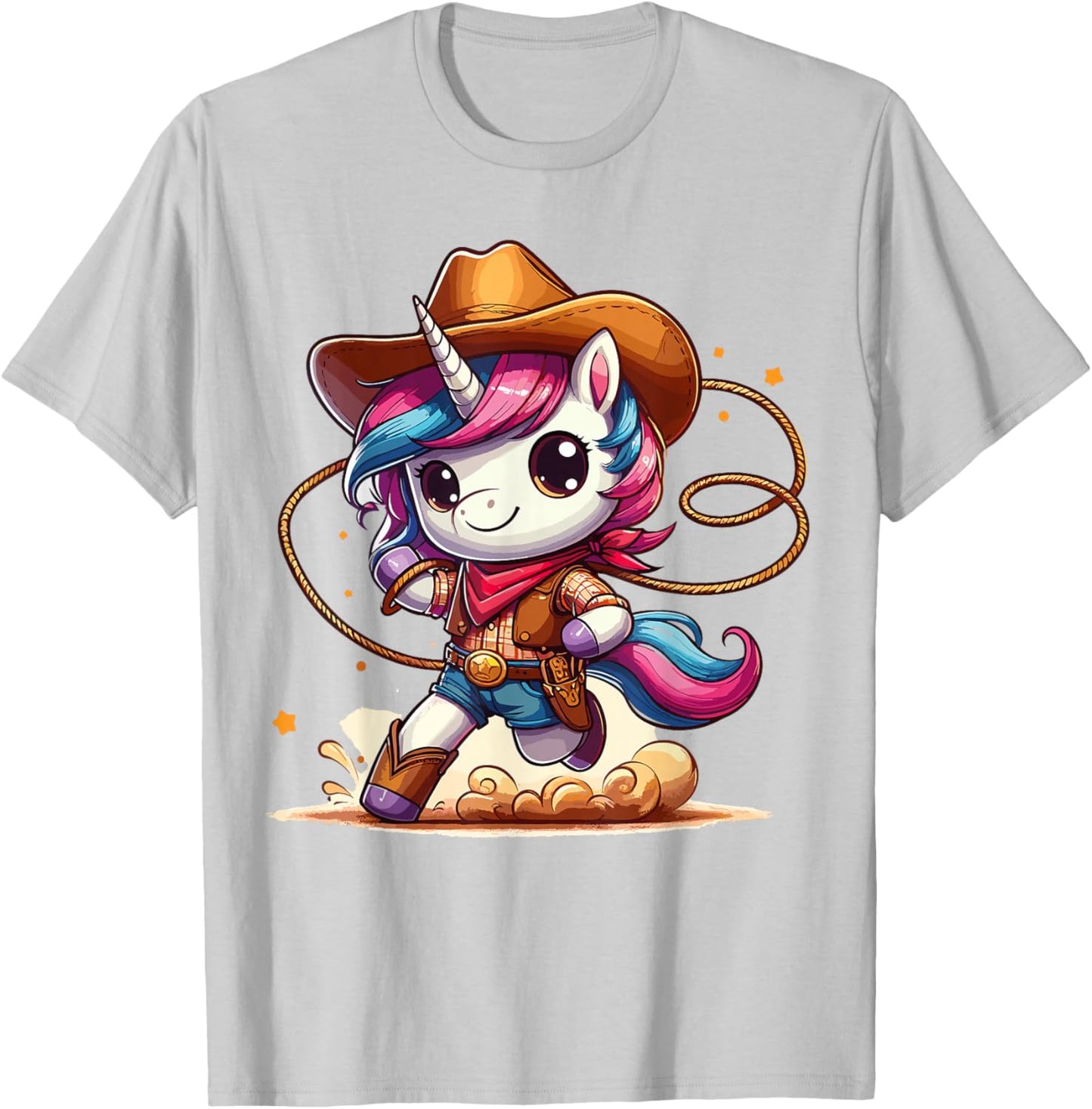 Western Rodeo Cowboy Hat Unicorn Texas Animals T-Shirt - T-Shirt | Ash