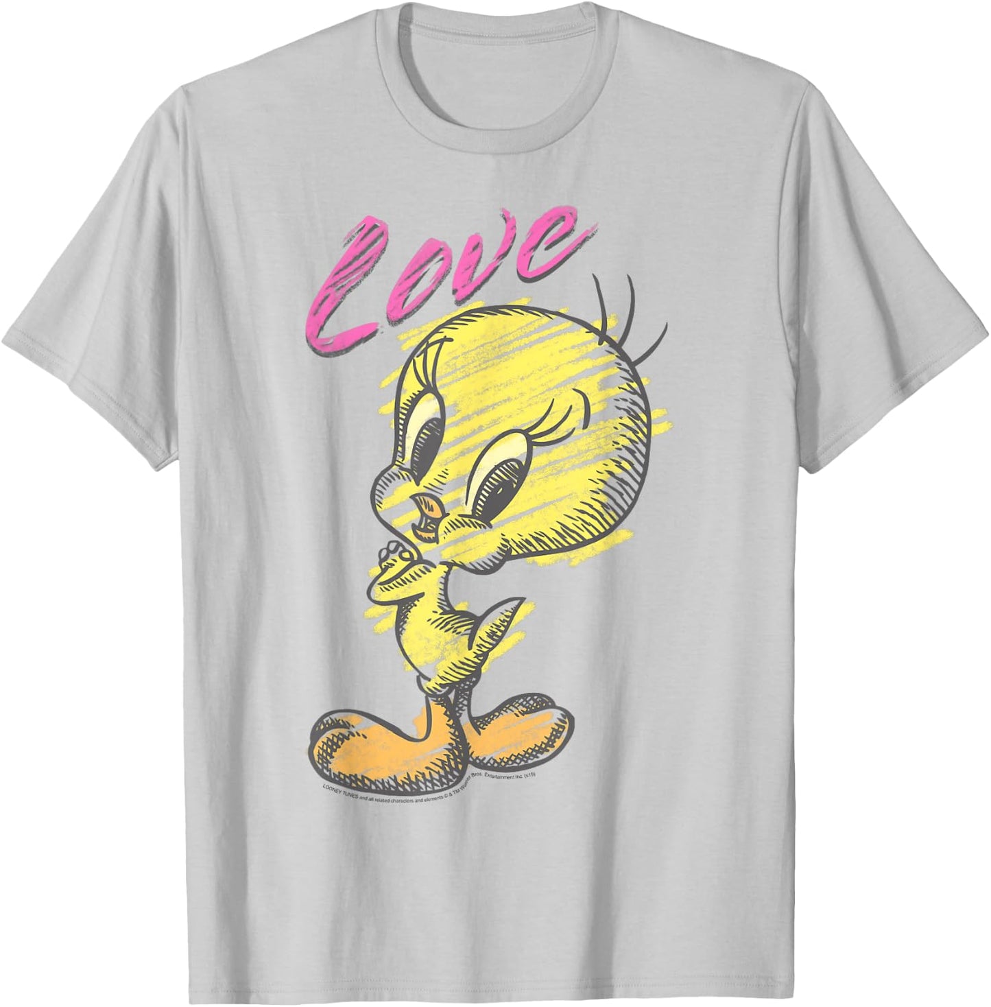 Looney Tunes Tweety Bird Love Sketch T-Shirt - T-Shirt | Ash