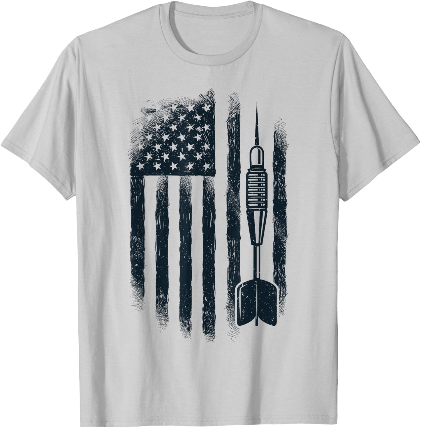 American Flag Darts Player Vintage USA Dart 4th of July Gift T-Shirt - T-Shirt | Ash