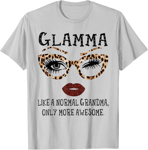 Glamma Like A Normal Grandma Glasses Leopard Style Face T-Shirt - T-Shirt | Ash