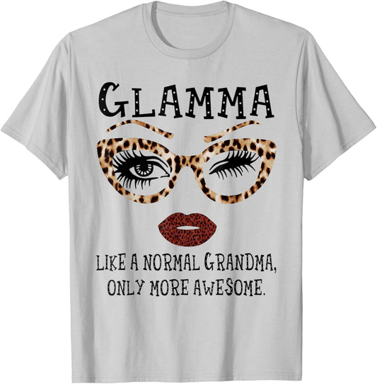 Glamma Like A Normal Grandma Glasses Leopard Style Face T-Shirt - T-Shirt | Ash