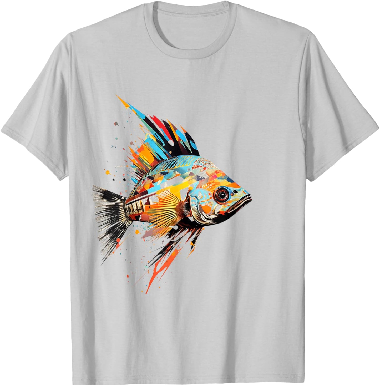 Fish Animal Abstract Zoo Colorful Art Painting Fish T-Shirt - T-Shirt | Ash