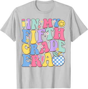 In My Fifth Grade Era Groovy Back To School Teachers Kids T-Shirt - T-Shirt | Ash