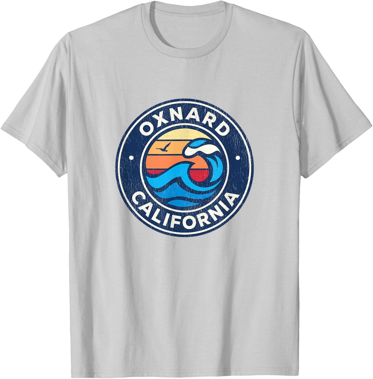 Oxnard California CA Vintage Nautical Waves Design T-Shirt - T-Shirt | Ash