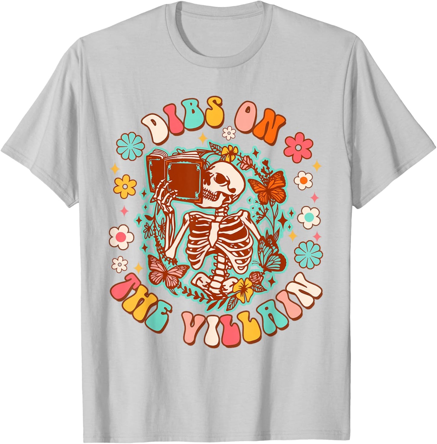 Romance Book Lover Bookworm Bookish Dibs On The Villain T-Shirt - T-Shirt | Ash