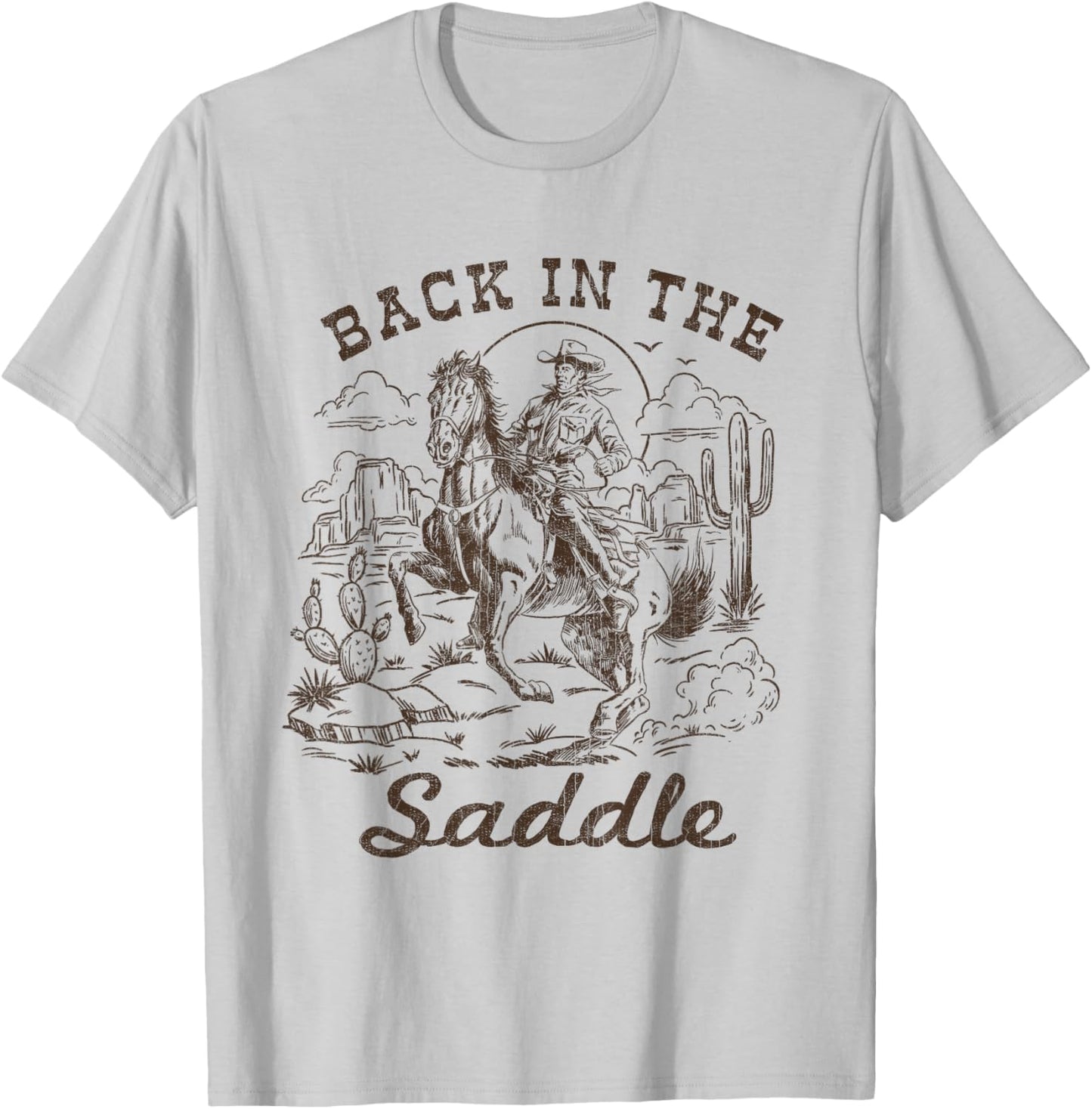 Back in the Saddle Western Retro Vintage Rodeo Horse Riding T-Shirt - T-Shirt | Ash
