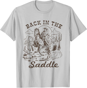 Back in the Saddle Western Retro Vintage Rodeo Horse Riding T-Shirt - T-Shirt | Ash