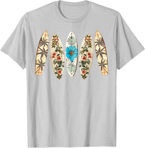Surfing Surfboard Vintage Retro Surfboarder Beach Surfing T-Shirt - T-Shirt | Ash