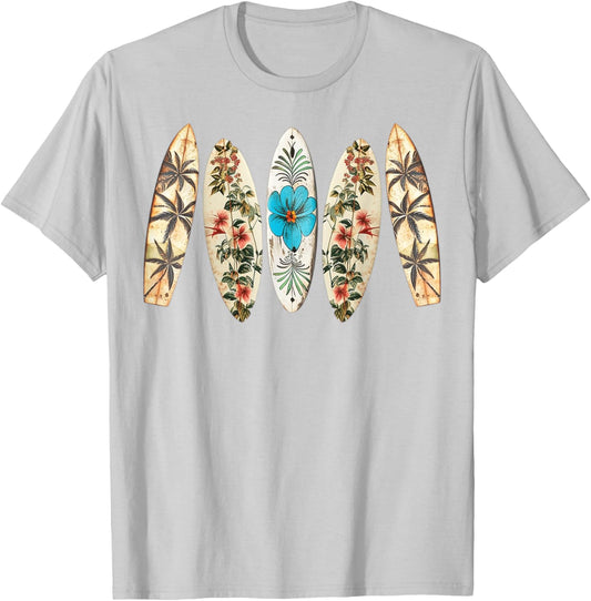 Surfing Surfboard Vintage Retro Surfboarder Beach Surfing T-Shirt - T-Shirt | Ash