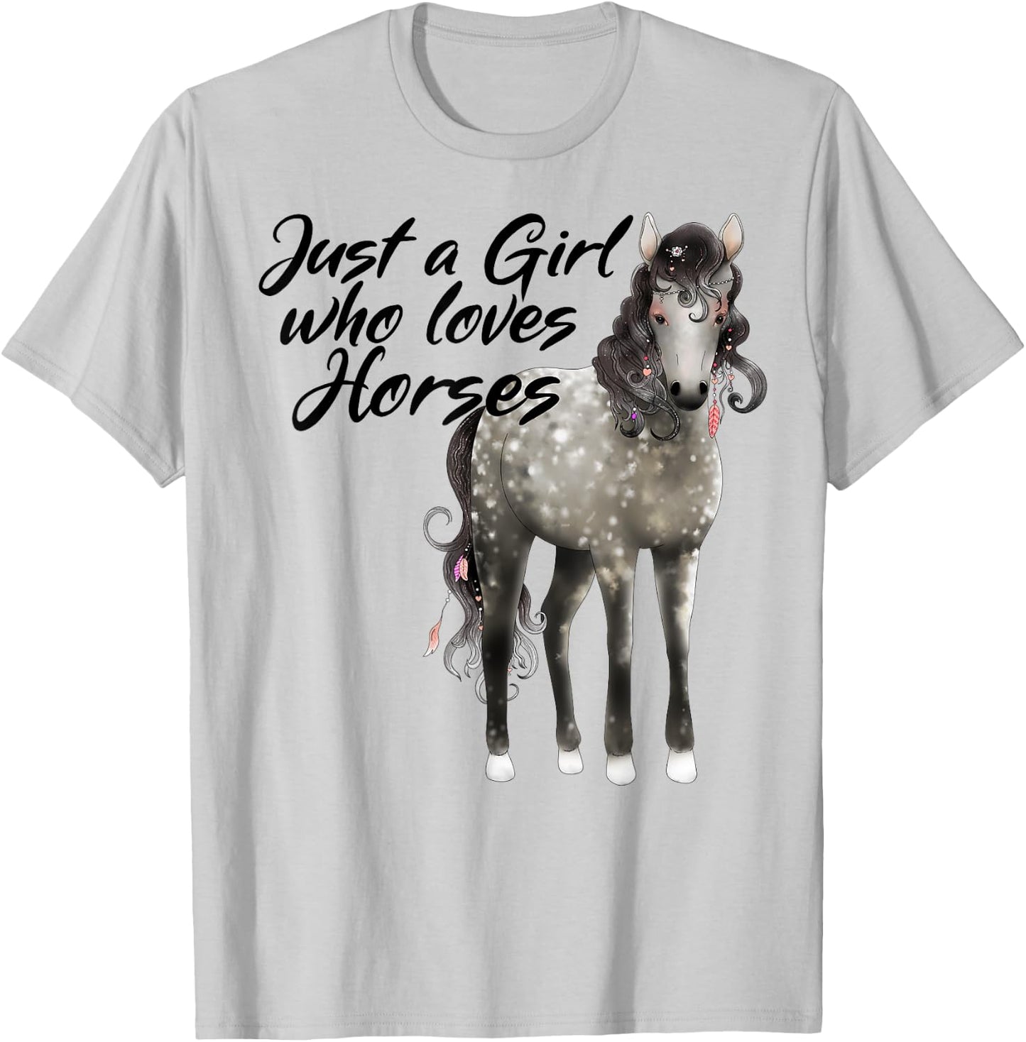Just a Girl Who Loves Horses Dapple Horse T-Shirt - T-Shirt | Ash