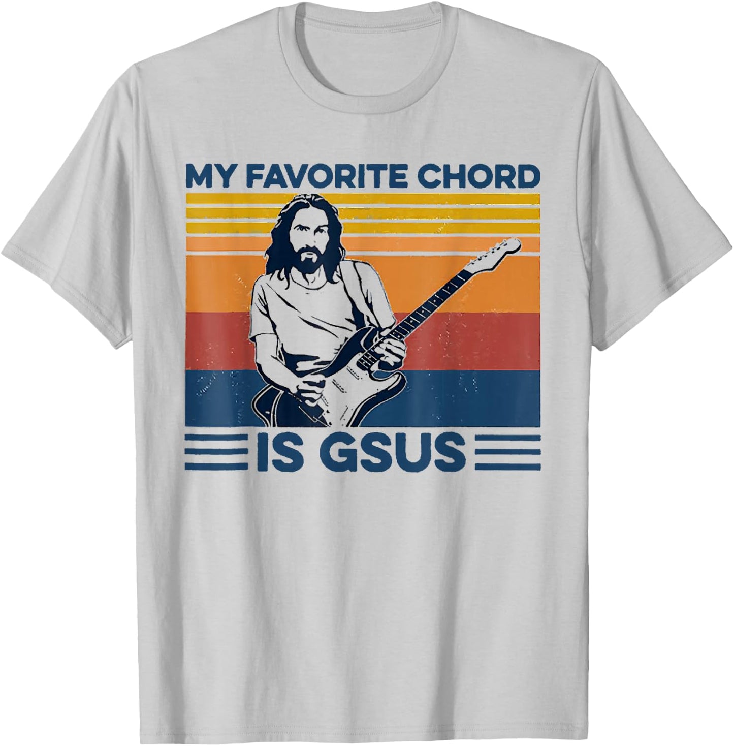 My Favorite Chord is Gsus Jesus Playing Guitar Vintage T-Shirt - T-Shirt | Ash