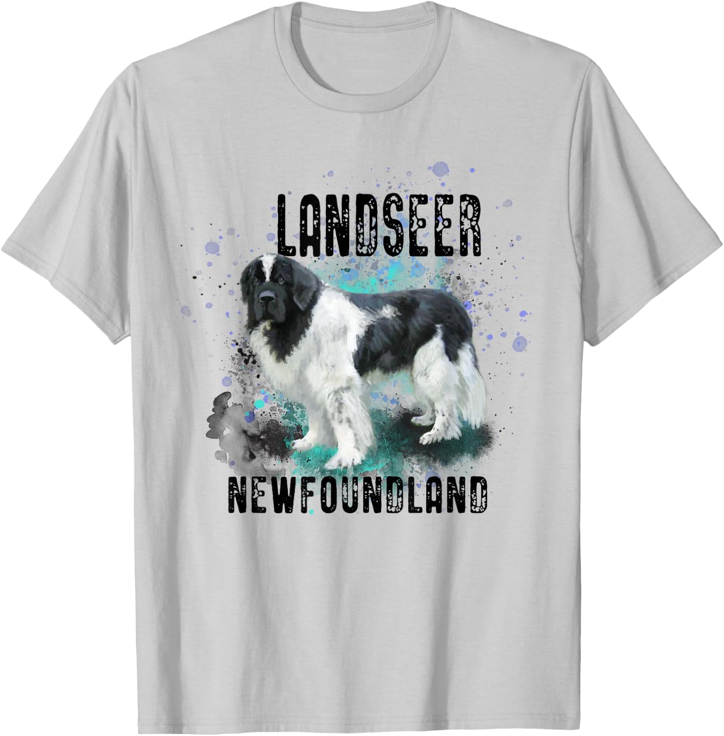 Brightly Painted Landseer Newfoundland Dog Breed T-Shirt - T-Shirt | Ash
