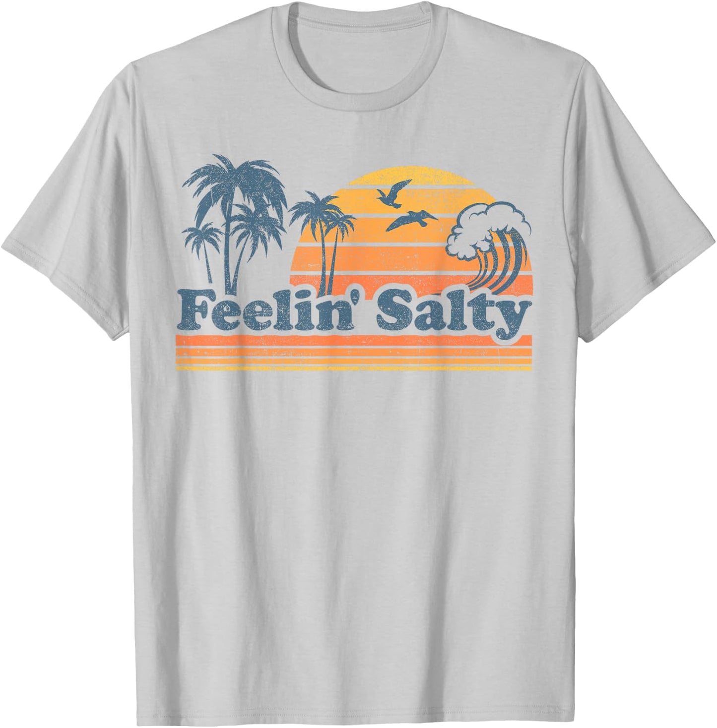 Funny Feelin Salty Beach Summer Vacation Vintage 70's Retro T-Shirt - T-Shirt | Ash
