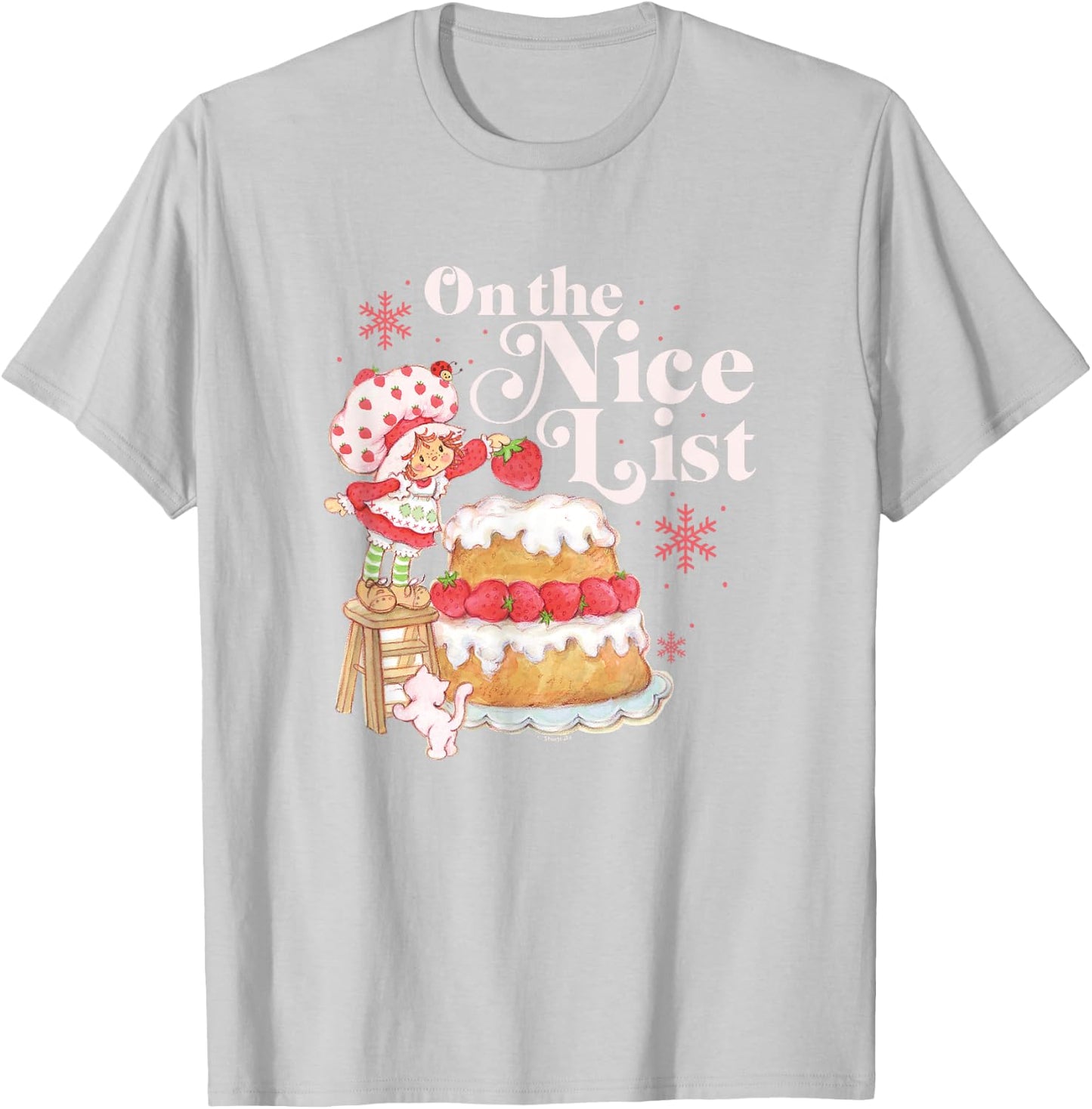 Strawberry Shortcake Christmas On The Nice List Chest Poster T-Shirt - T-Shirt | Ash