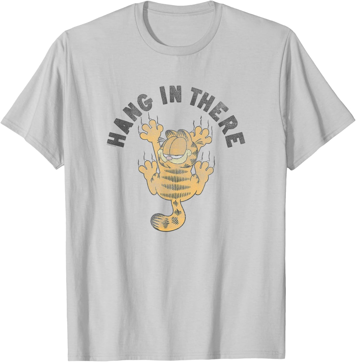 Garfield Hang in There Claw Marks Cartoon Cat T-Shirt - T-Shirt | Ash