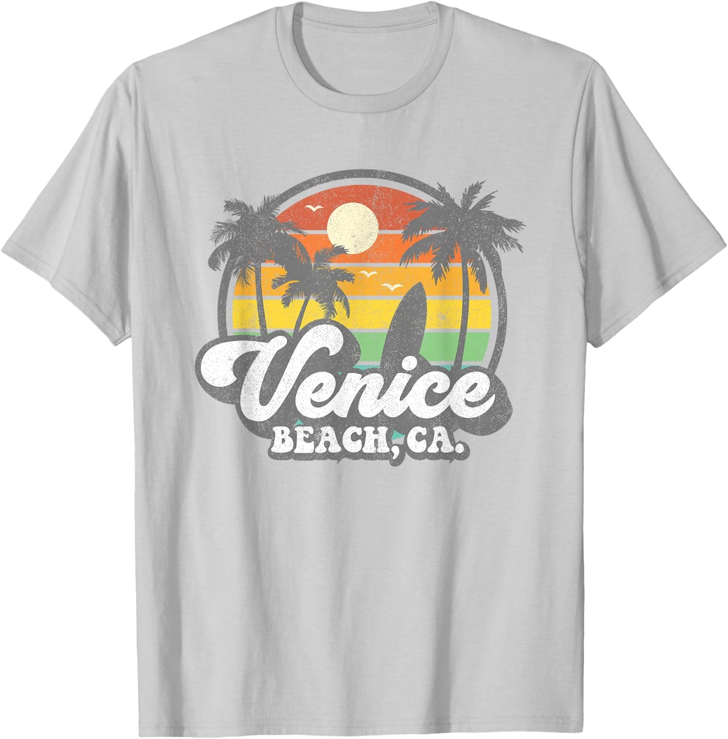 Vintage Venice Beach California CA Surfing Retro Surf Gift T-Shirt - T-Shirt | Ash