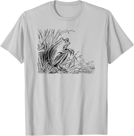 Cottagecore Frog Co. Sad Cute Cottagecore Frog - Vintage Aesthetic Women's Grey Cotton T-Shirt - T-Shirt | Ash