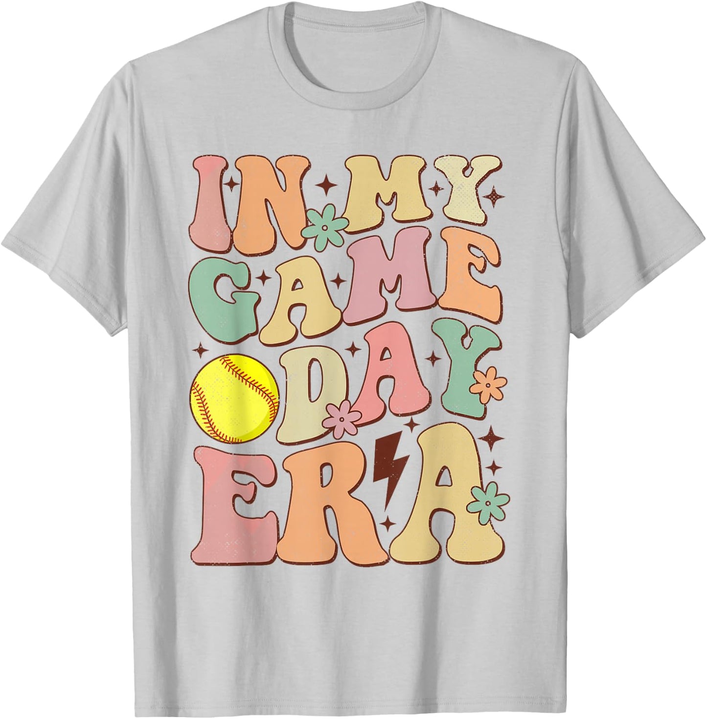 Groovy In My Game Day Era Softball Game Day Vibes Women Girl T-Shirt - T-Shirt | Ash