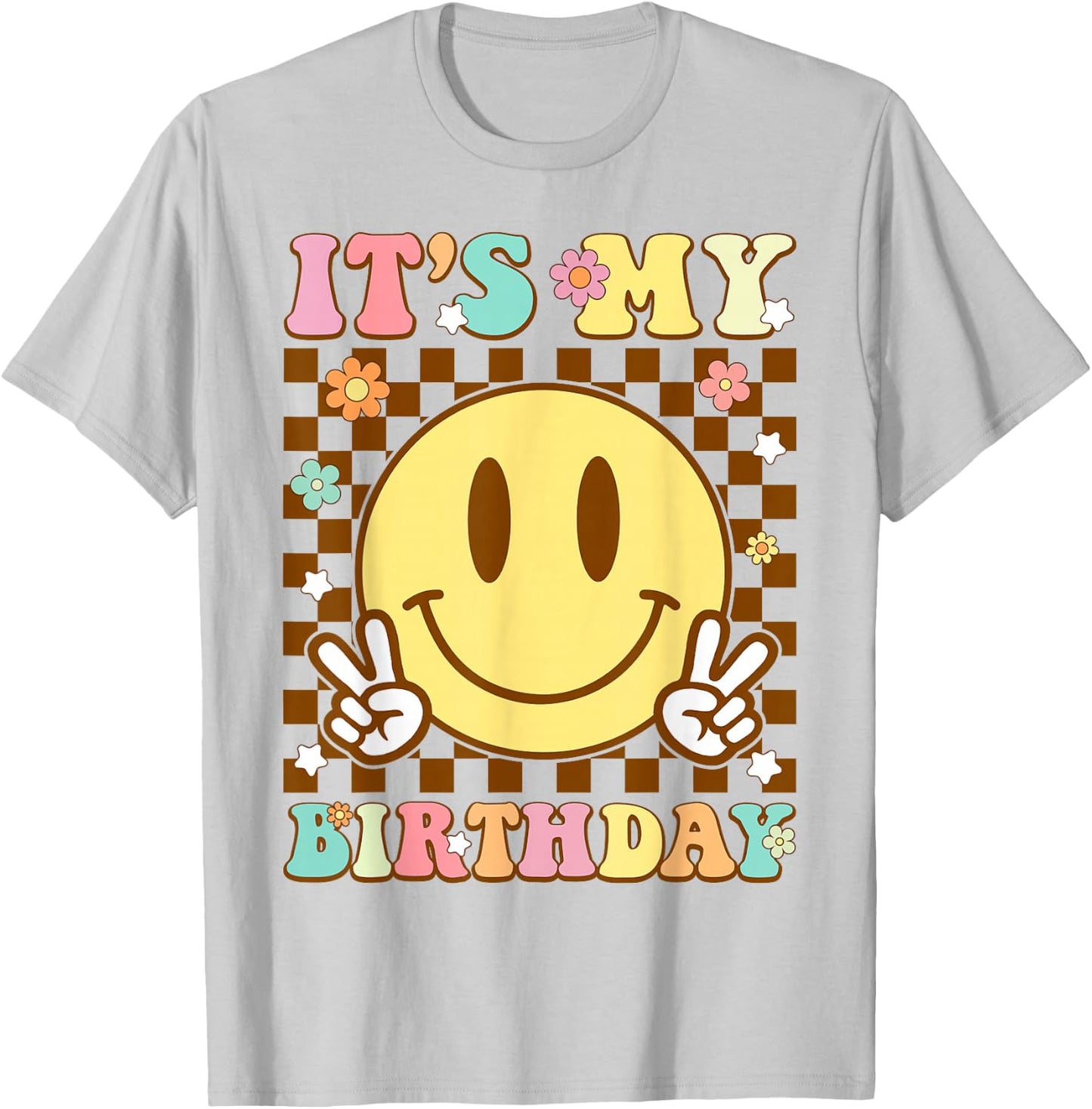 It's My Birthday Men Women Boys Girls Kid Retro Groovy Bday T-Shirt - T-Shirt | Ash