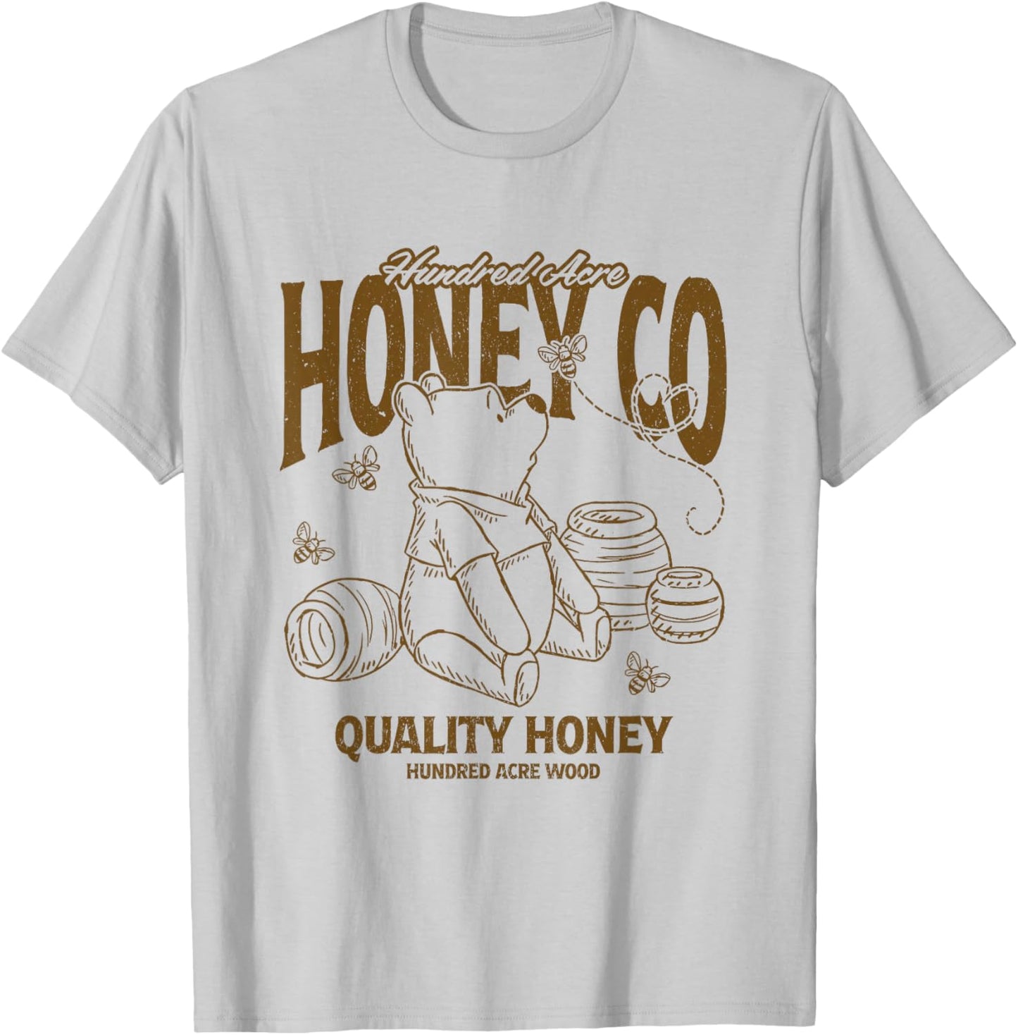 Disney Winnie the Pooh Hundred Acre Honey Co Big Chest Logo T-Shirt - T-Shirt | Ash