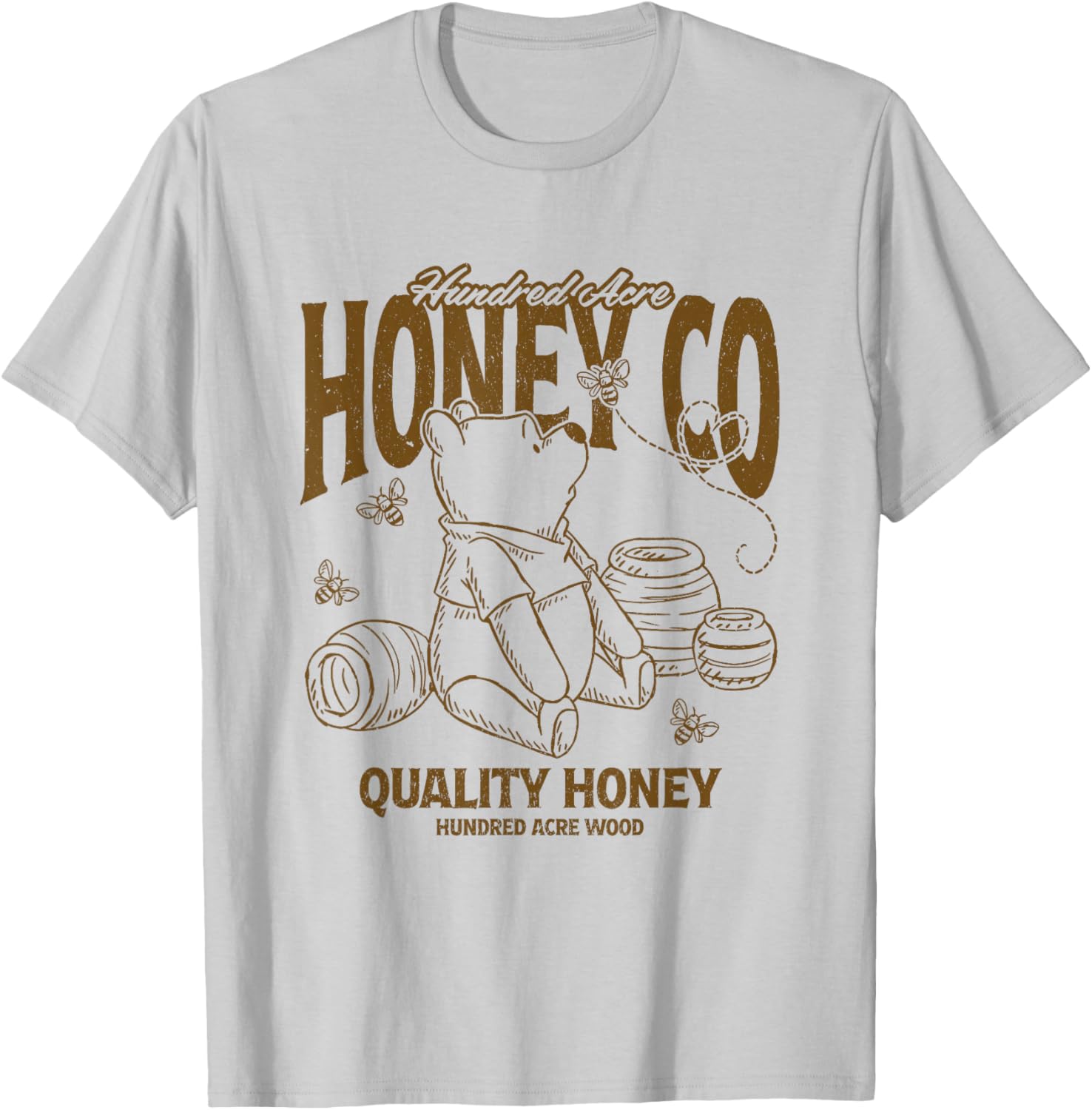 Disney Winnie the Pooh Hundred Acre Honey Co Big Chest Logo T-Shirt - T-Shirt | Ash