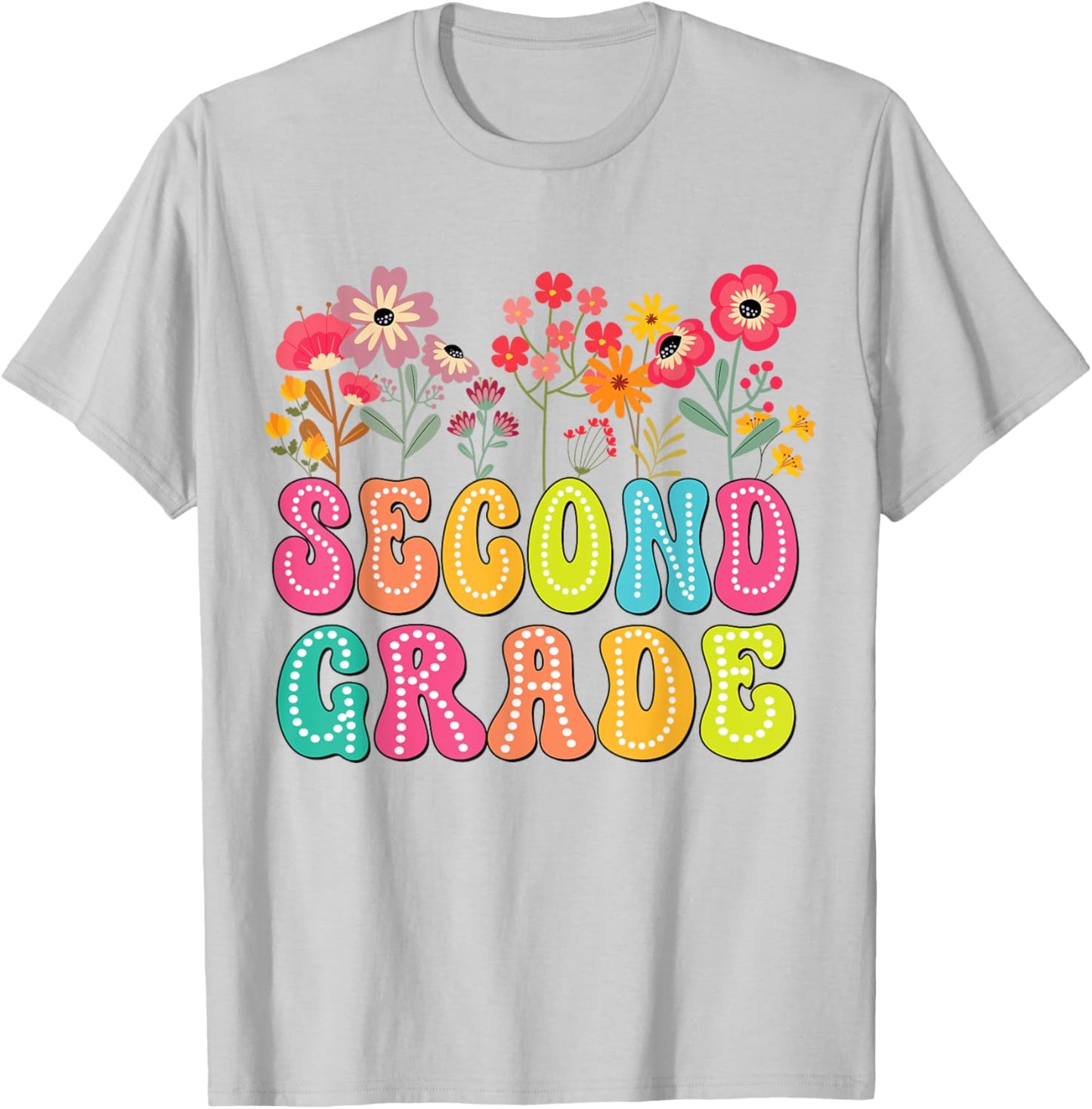 2nd Second Grade Teacher Back To School Floral Outfits T-Shirt - T-Shirt | Ash