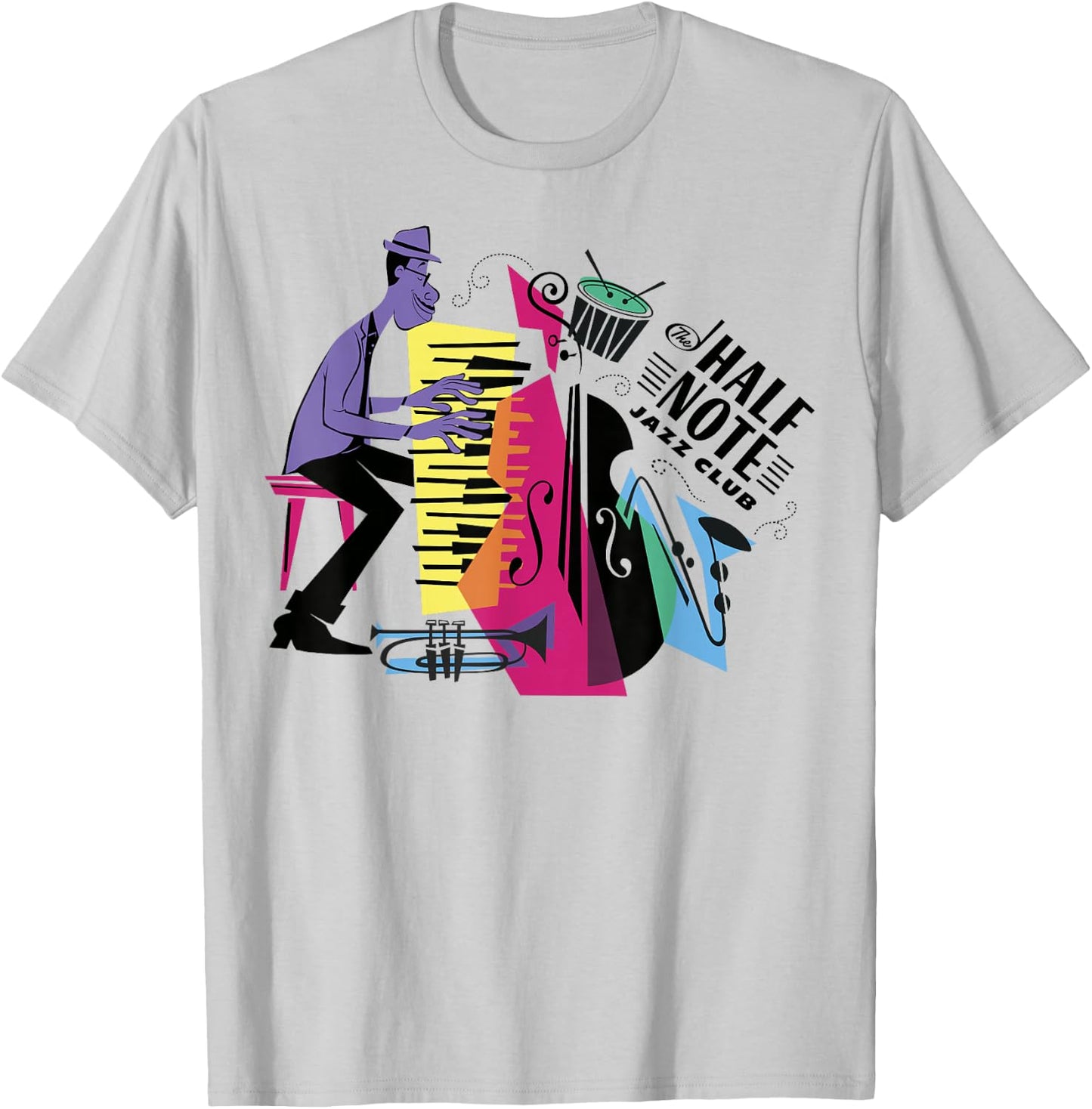 Disney Pixar Soul Half Note Jazz Club Collage Logo T-Shirt - T-Shirt | Ash